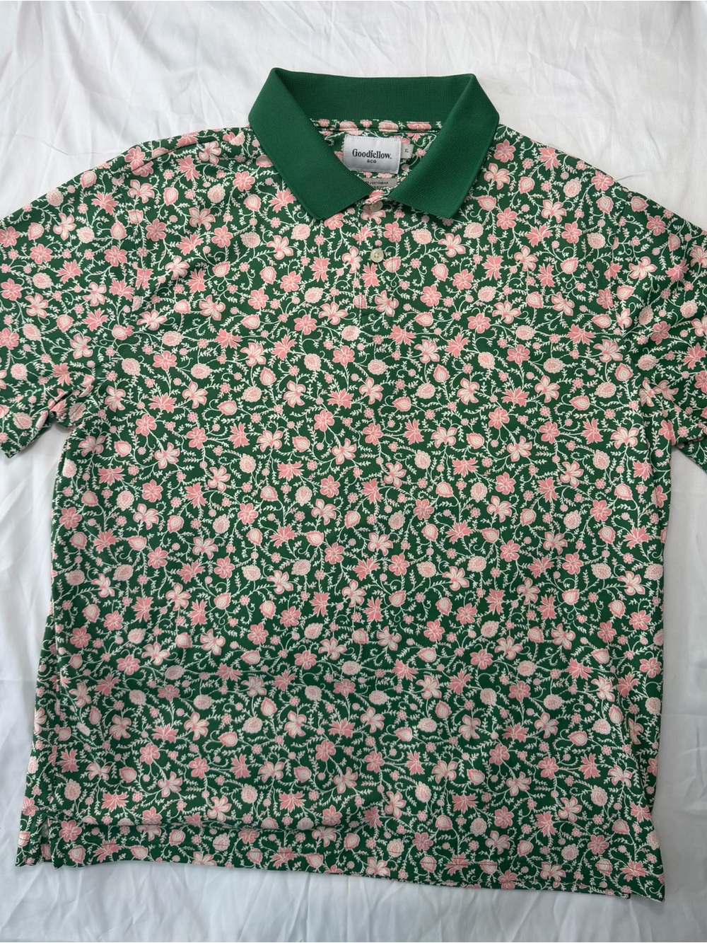 XL Goodfellow & Co Green Floral Polo Shirt